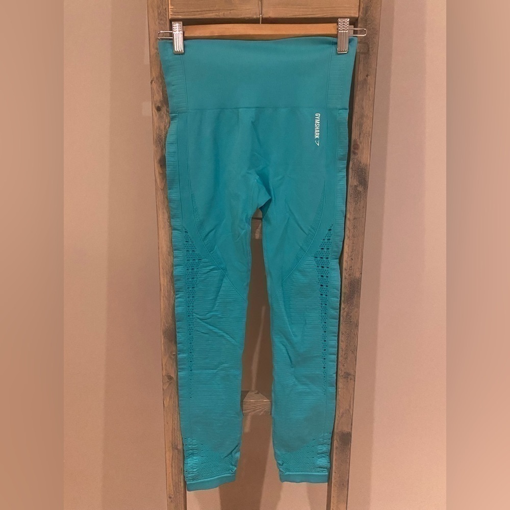 GYMSHARK seamless teal cutout leggings - Picture 1 of 7